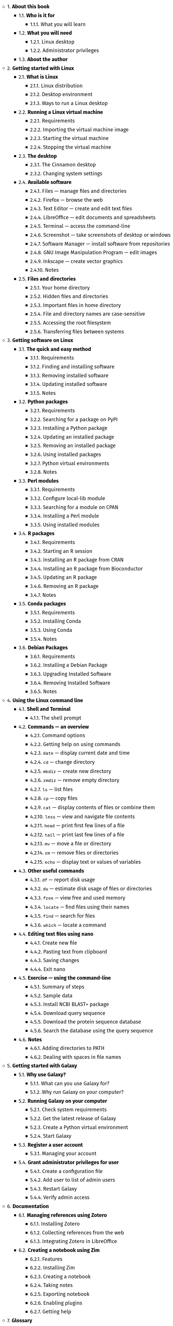 Linux for Biologists - Table of contents